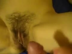 Obedient pale skin dirty slut wife gives me footjob and takes cumshots on her stomach